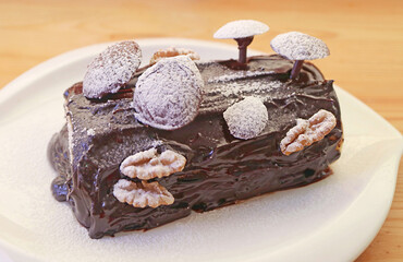 Delectable Homemade Buche de Noel or Chocolate Yule Log Christmas Cake