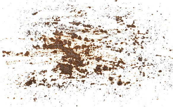 Wet mud, stains texture isolated on white background, top view and clipping path