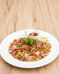 Chinese fried rice with ham and egg
