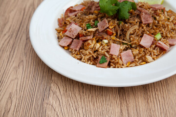 Chinese fried rice with ham and egg