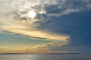 Sea sunset. Quiet calm sea.