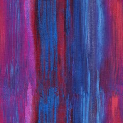 Seamless background with vertical strokes of paint. Hand-drawn abstract work with blue and red brush strokes. Background painted with acrylics on canvas.