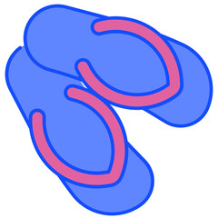 flip flops blue line icon