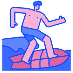 surfboard blue line icon