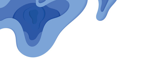 3D papercut banner of gradient white paper layers. Vector background design of horizontal abstract smooth origami shape paper cut, flowing liquid texture or topography concept for website template.