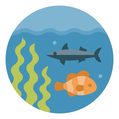 marine animals flat icon