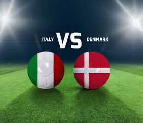 Soccer matchday template. Italy vs Denmark Match day template. 3d rendering