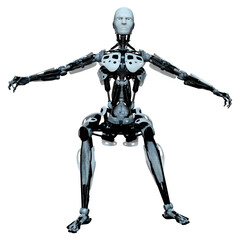 3D Rendering Male Robot on White