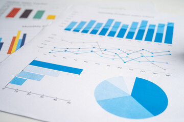 Chart or graph paper. Financial, account, statistic and business data concept.