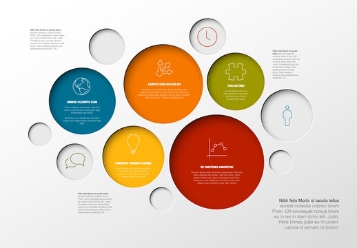 Vector Minimalist Infographic report template with circles