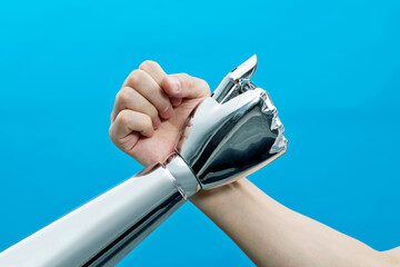 Robot and human hand arm wrestling