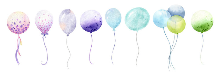 Birthday seamless pattern, holiday graphics, party background, watercolor colorful balloons and confetti illustration, carnival greeting graphics