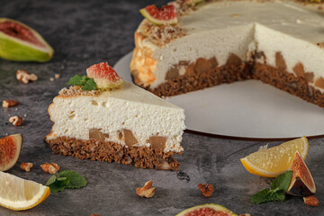 Cheesecake slice. Homemade cake. Tasty cheesecake