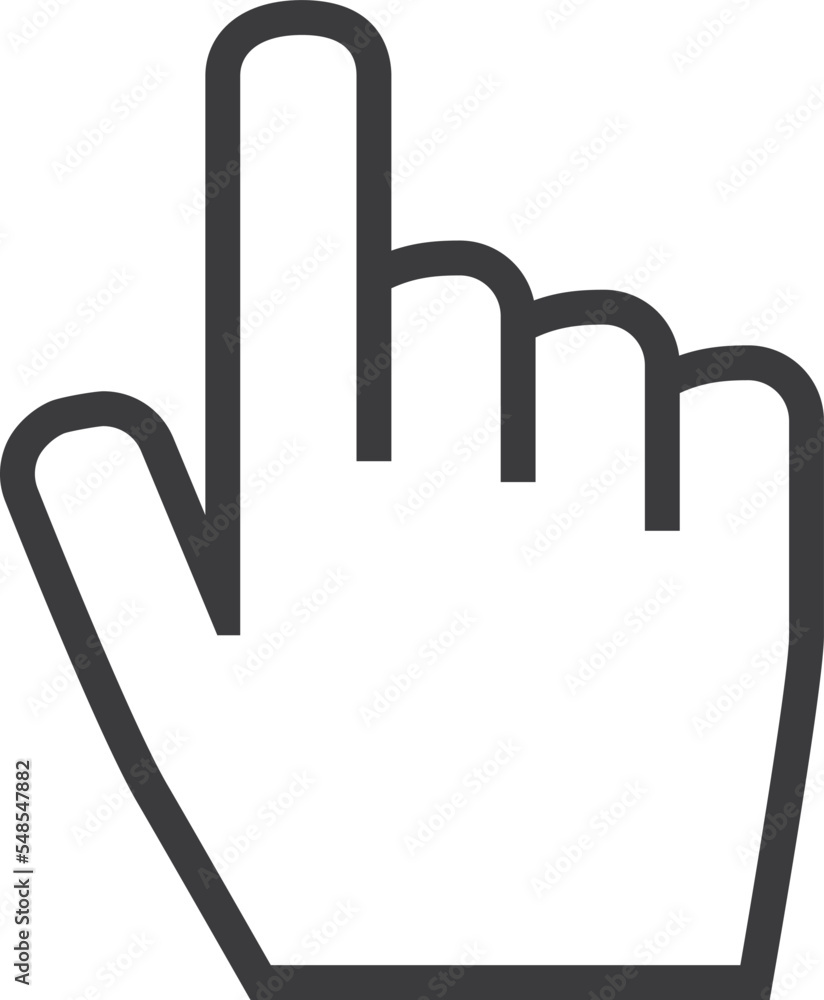 Poster hand cursor with pointing finger. forefinger gesture icon