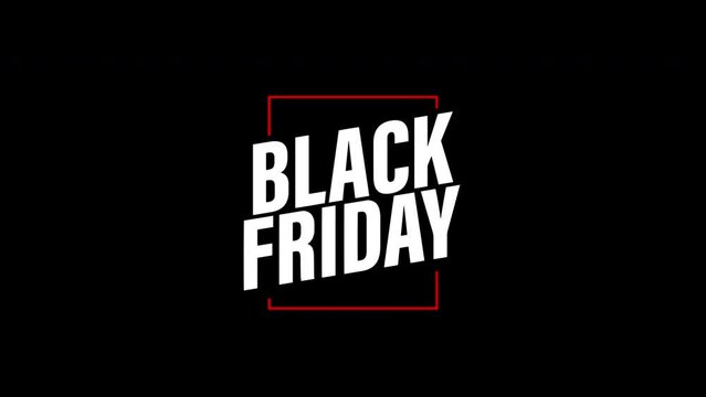 Black Friday label animation for retail and business promotion. Simple text effect footage overlay