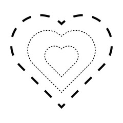 Tracing heart shape symbol, dashed and dotted broken line element for preschool, kindergarten and Montessori kids prewriting, drawing and cutting practice activities in vector illustration