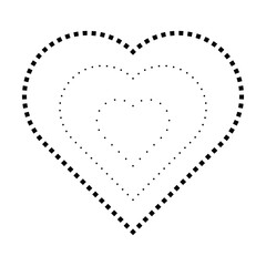 Tracing heart shape symbol, dashed and dotted broken line element for preschool, kindergarten and Montessori kids prewriting, drawing and cutting practice activities in vector illustration