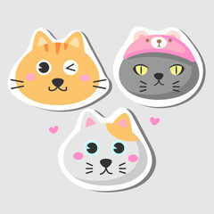 Fanny cartoon cat. character design collection stickers funny cats.