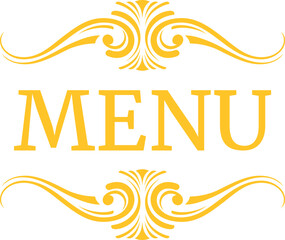 Menu header in vintage ornate style. Decorative calligraphic element