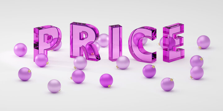 3d rendered luxury glass sign saying price
