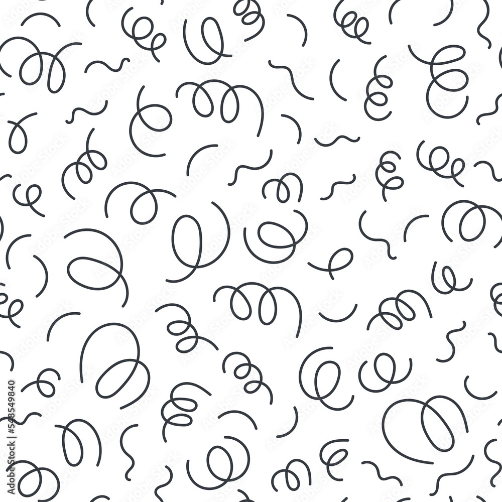 Aufkleber confetti seamless black and white pattern. geometric background with simple spiral different geometr