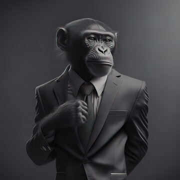 Premium Vector  Funny monkey using formal uniform illustration