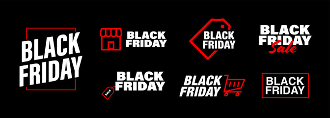 Simple set of Black Friday label for e Commerce and retail design promotion
