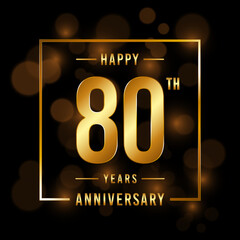 80th Anniversary. Anniversary template design with golden font for celebration events, weddings, invitations and greeting cards. Vector illustration