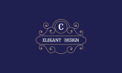 Elegant monogram template with initial C. Sign for restaurant, jewelry, boutique, cafe, hotel, heraldry.