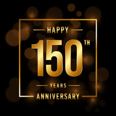150th Anniversary. Anniversary template design with golden font for celebration events, weddings, invitations and greeting cards. Vector illustration