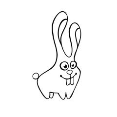 Children's cartoon toy hare line sketch, vector illustration