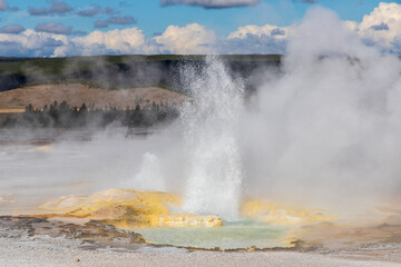 Geyser near Old Faithul Geyser at Yellowstone national Park.