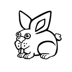 cartoon cute hare curled up line sketch , illustration vector