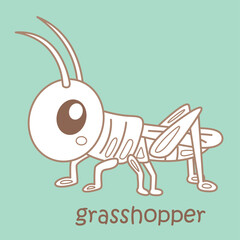 Alphabet G For Grasshopper Digital Stamp