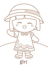 Alphabet G For Girl Coloring Pages A4 for Kids and Adult