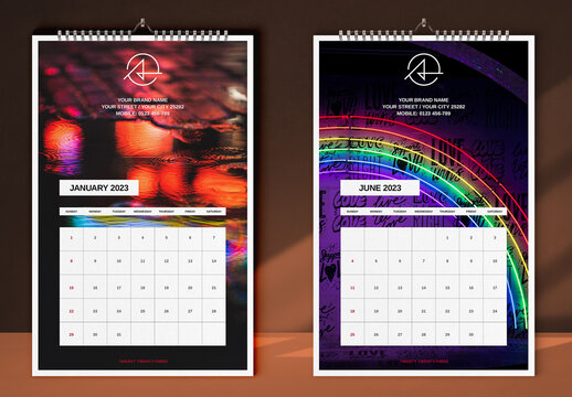 Colorful Wall Calendar 2023 Layout