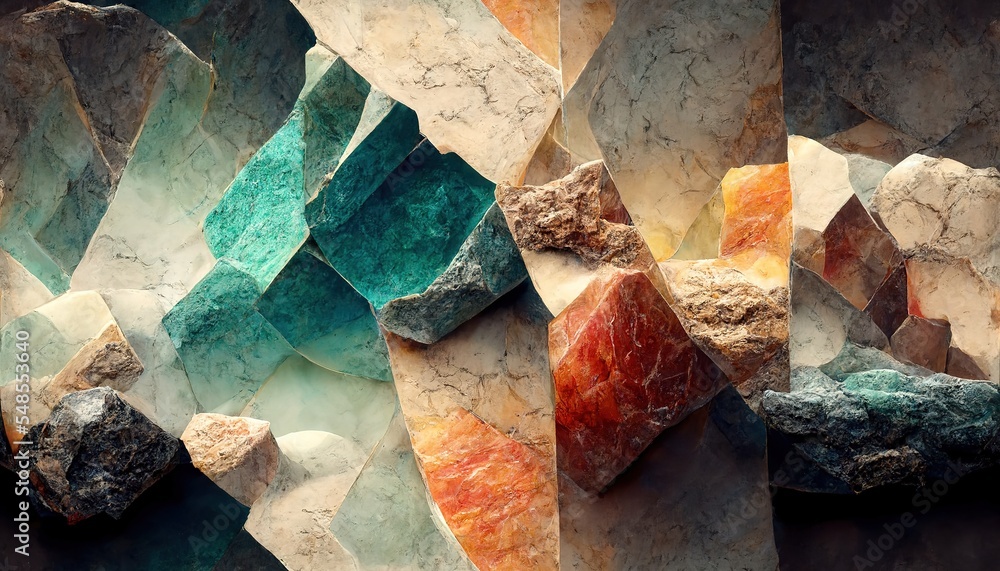 Poster abstract fantasy patterned stone marble in colors tones, block array background .