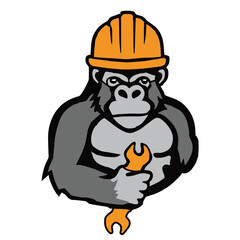 Gorilla with Construction Hat