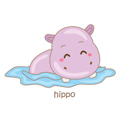 Alphabet H For Hippo Illustration Vector Clipart 