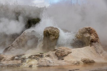 Geyser near Old Faithul Geyser at Yellowstone national Park.
