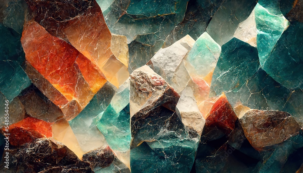Poster abstract fantasy patterned stone marble in colors tones, block array background .