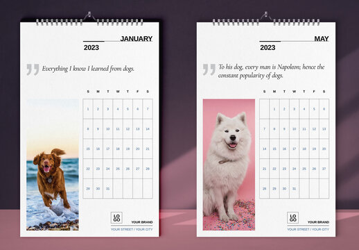 Dog Lovers Wall Calendar 2023 Layout