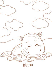Alphabet H For Hippo Coloring Pages A4 for Kids and Adult