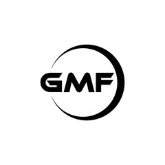 GMF letter logo design with white background in illustrator, cube logo, vector logo, modern alphabet font overlap style. calligraphy designs for logo, Poster, Invitation, etc.