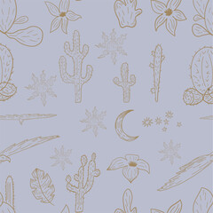 Arizona desert pattern seamless hand drawn violet background