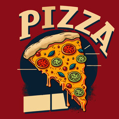 tasty Italian pizza vector illustration for logo or poster