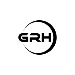 GRH letter logo design with white background in illustrator, cube logo, vector logo, modern alphabet font overlap style. calligraphy designs for logo, Poster, Invitation, etc.