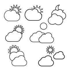 Schilderijen op glas Modern weather icons. Flat vector illustration for Web, print, and Mobile App © Tetiana Kulyk