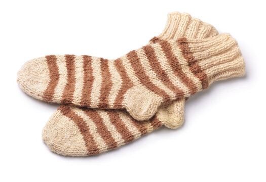 Pair of striped woolen knitted socks