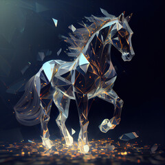 crystal, glass, horse, dramatic, abstract, dynamic